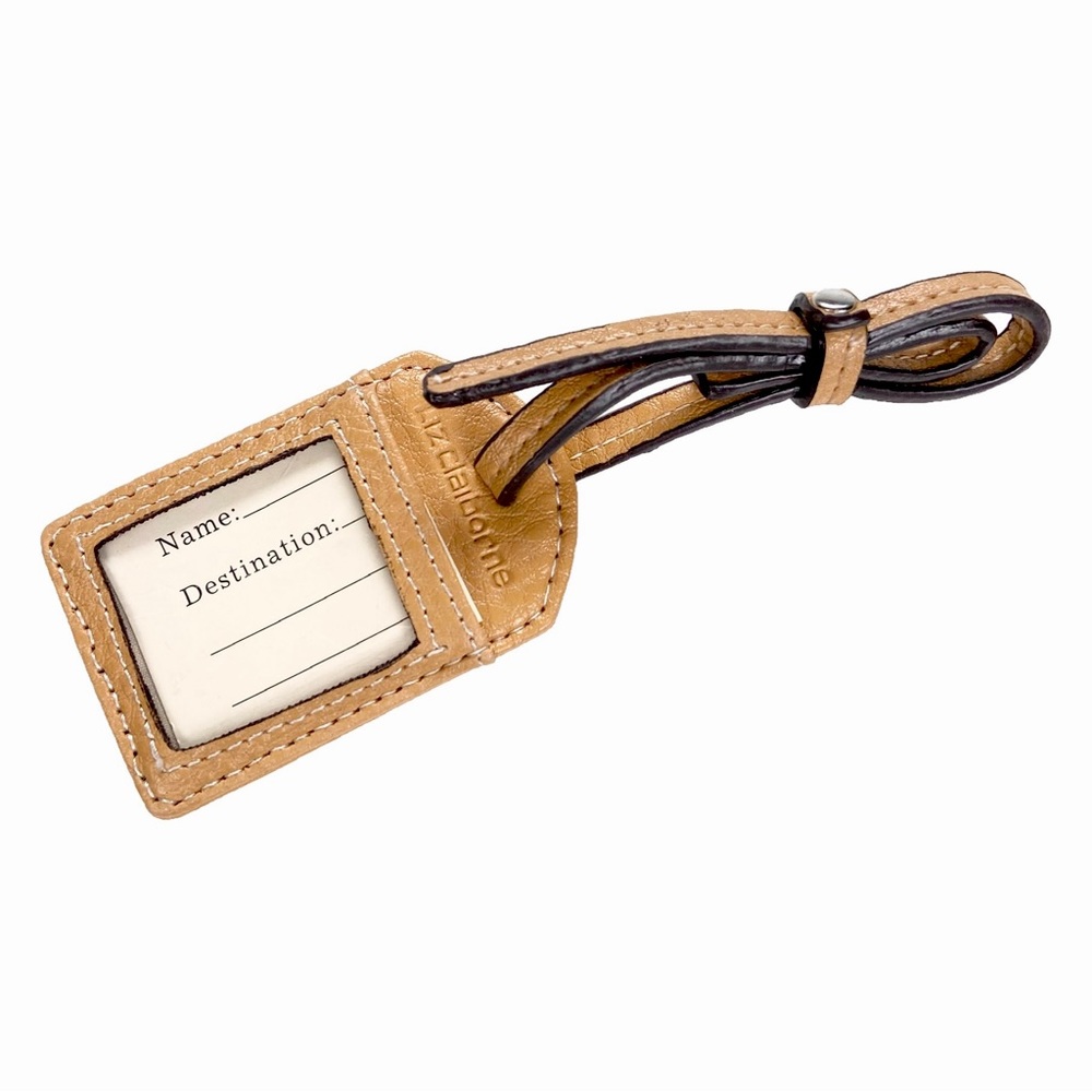 NEW Liz Claiborne Luggage Tag Mini Travel Bag Identification Card Mustard Yellow
